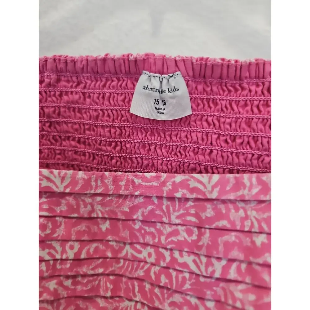 Girls Abercrombie Kids Paisley Dress size 15/16 Pink White